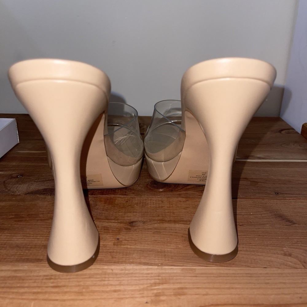 NIB Nine West PLATFORM Warm Blush Pink Ansel Faux Leather Clear Mules 10.5 - Picture 4 of 9